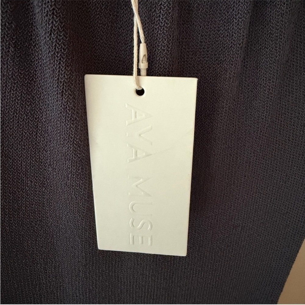 $890 NEW Aya Muse knitted maxi dress gray Long Sleeve knit sash tie sz Small - Picture 8 of 8